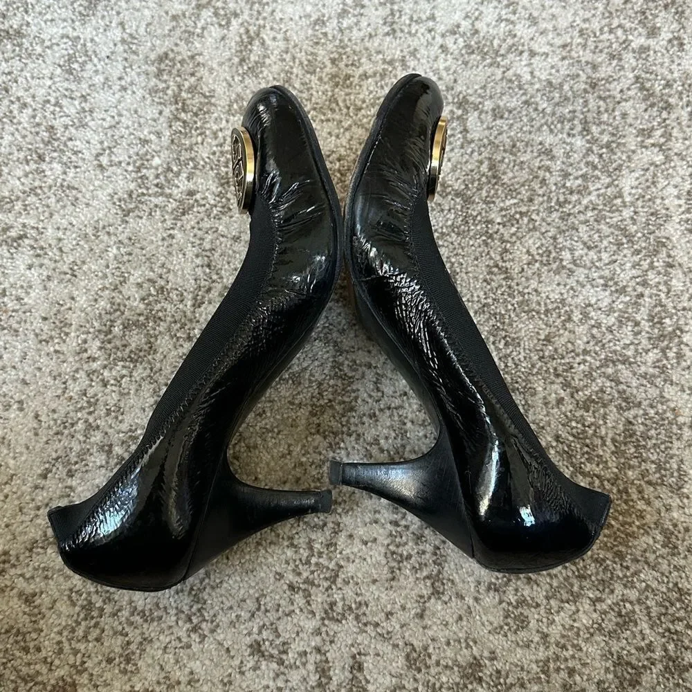 Tory Burch Caroline Black Patent Leather Heels 9.5